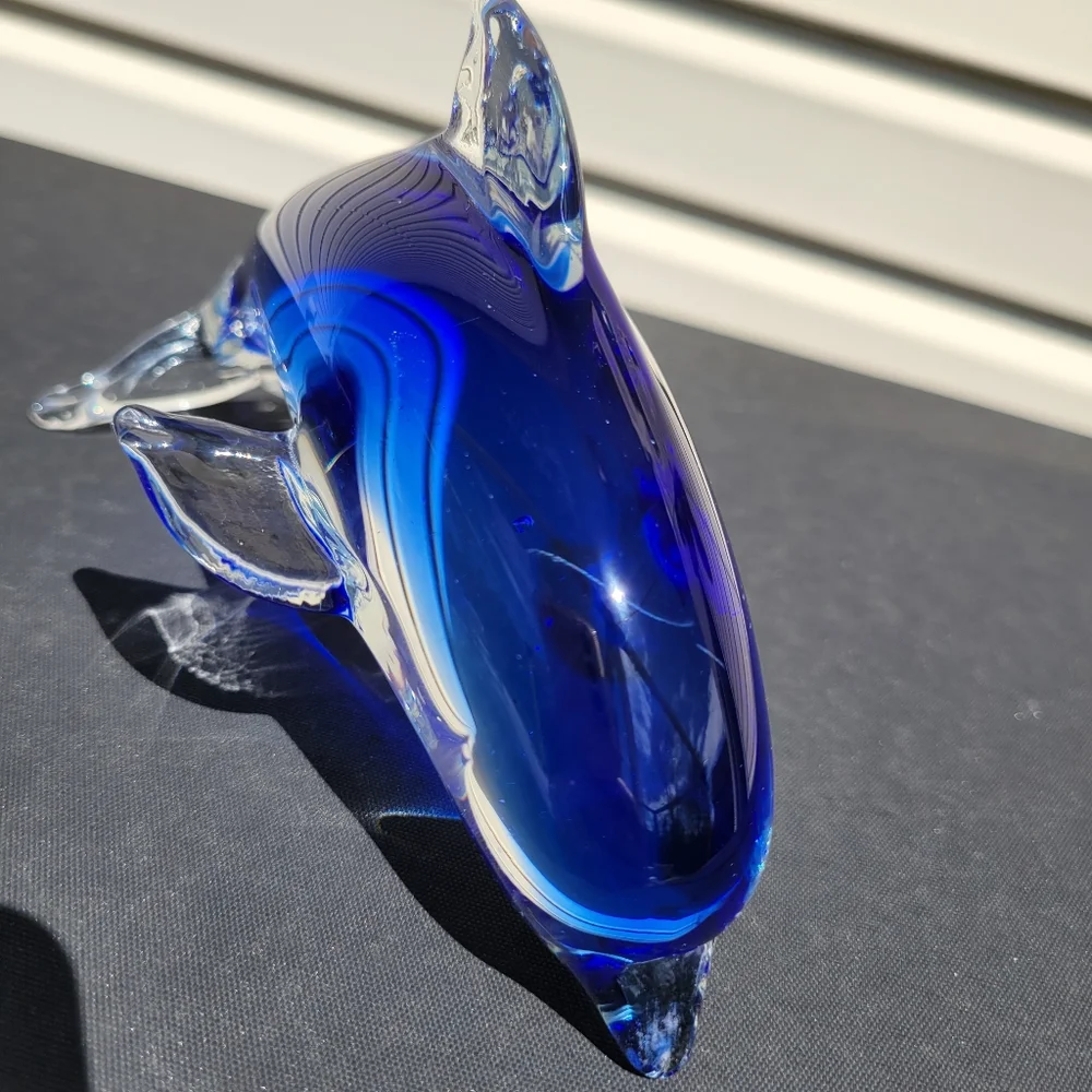 Art Glass Dolphin ~ Arcing Dolphin ~ Decor ~ Paperweight